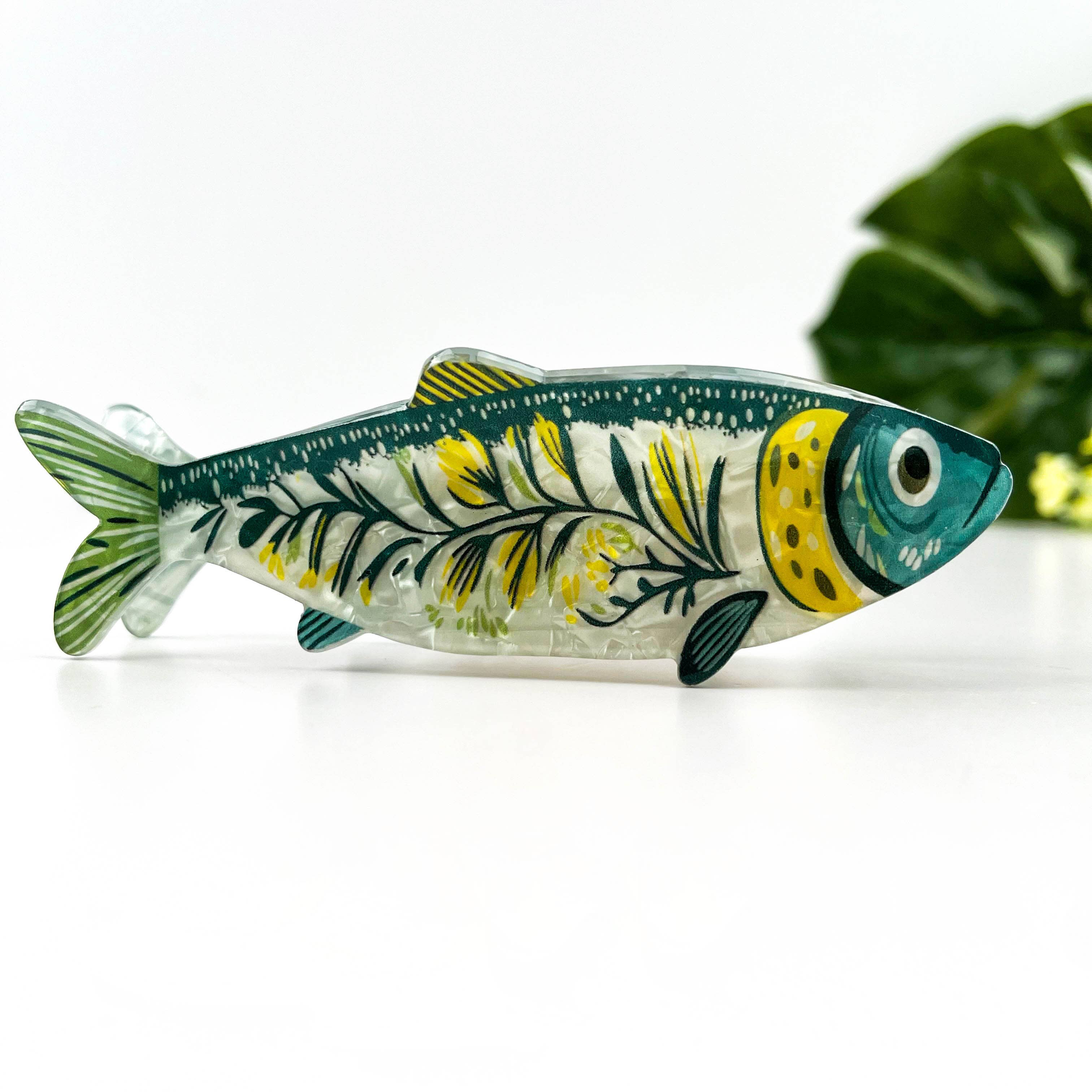 Green Sardine Hair Claw Clip