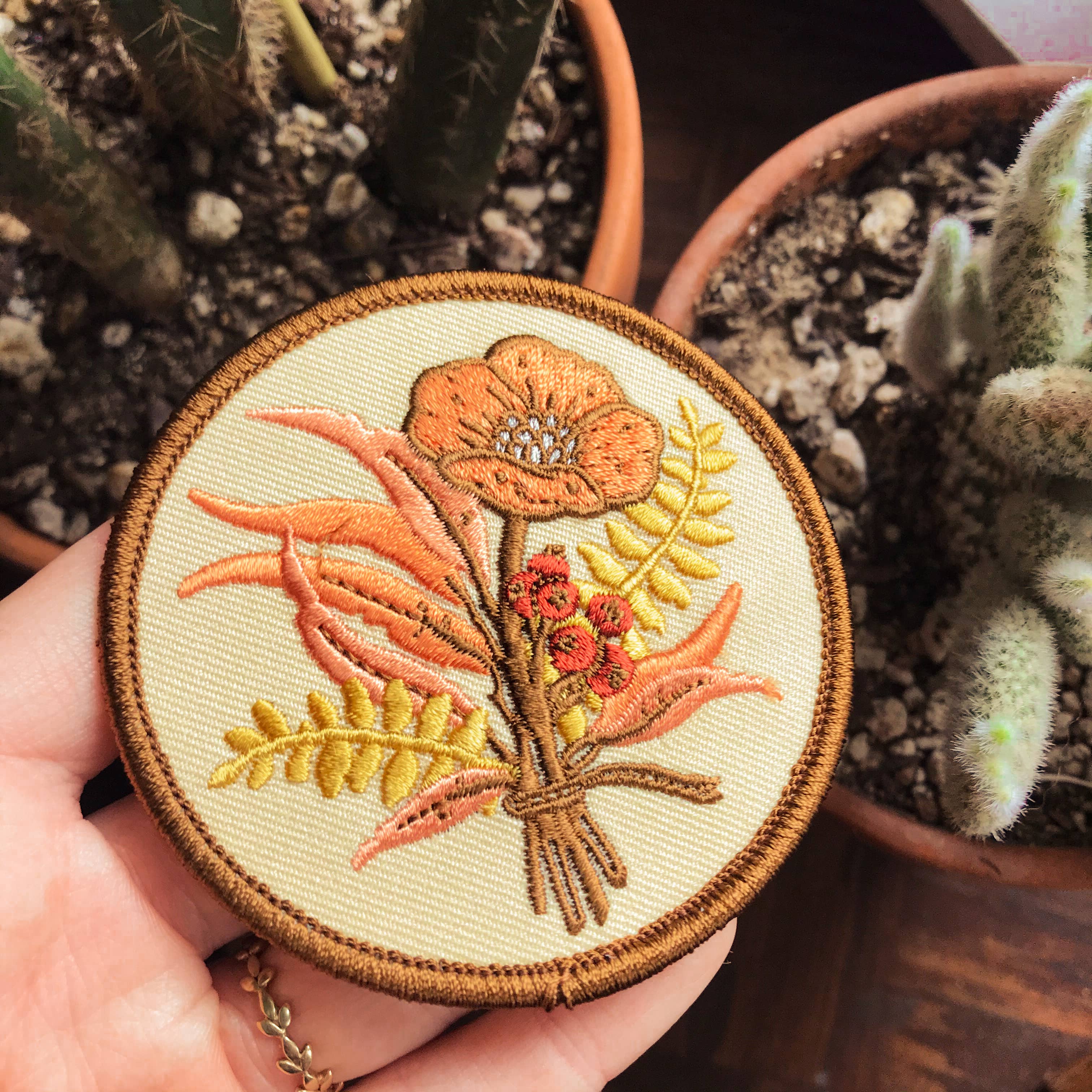 Floral Embroidered Patch, Iron on Patch
