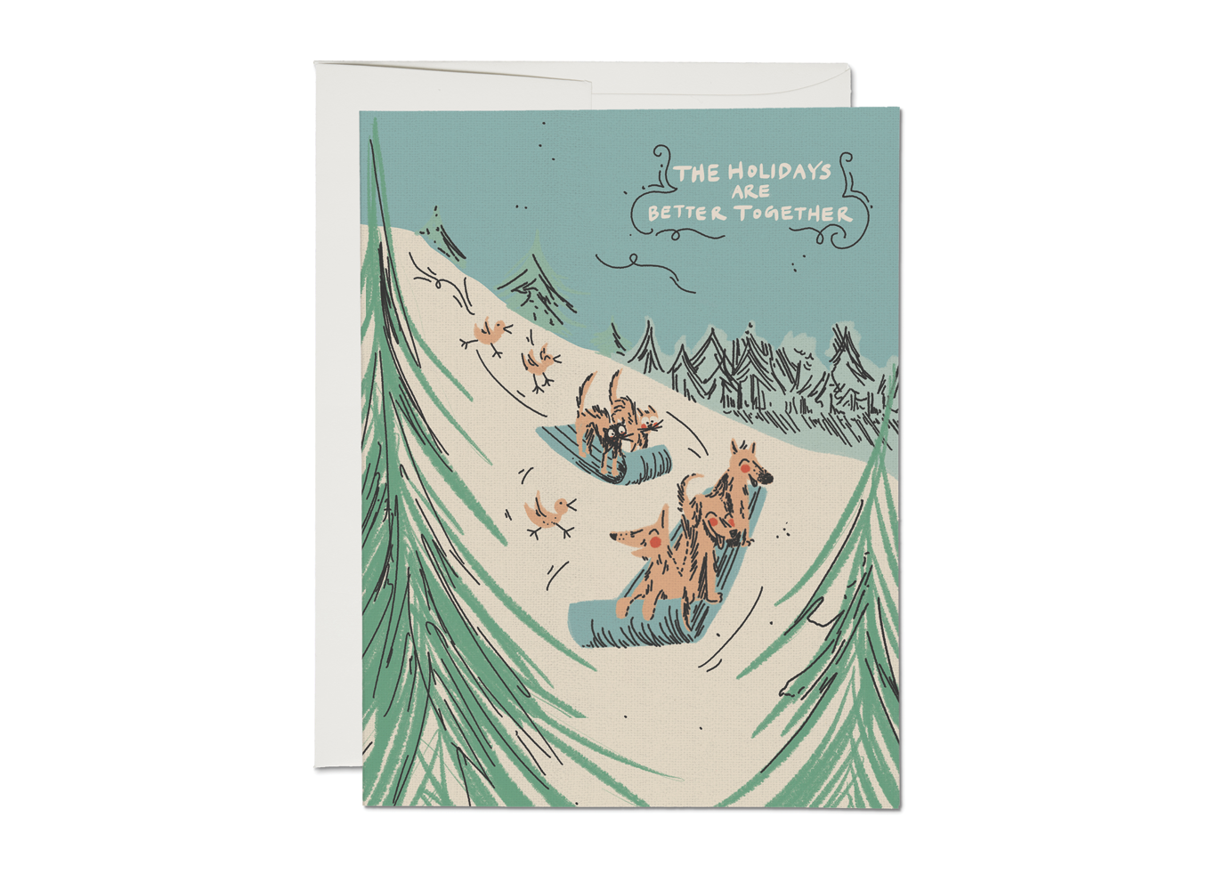 Sled Dogs holiday greeting card