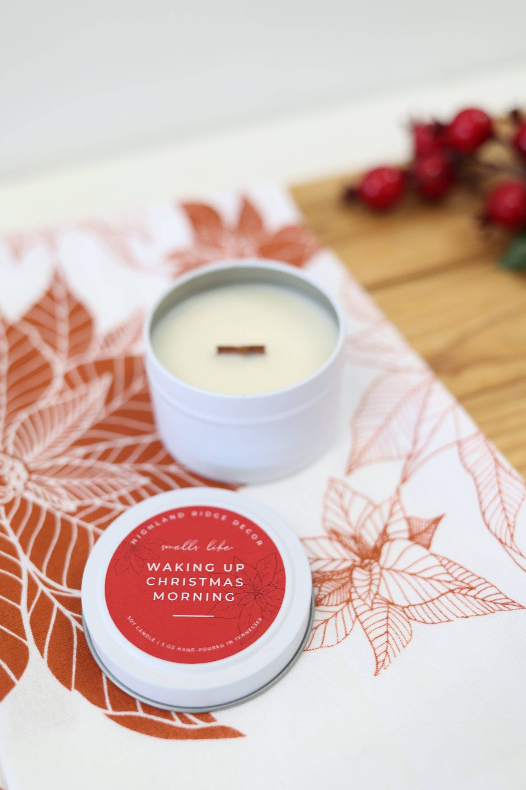 Hand-Poured Soy Candle - Warm Gingerbread "Waking Up Christmas Morning" Tin