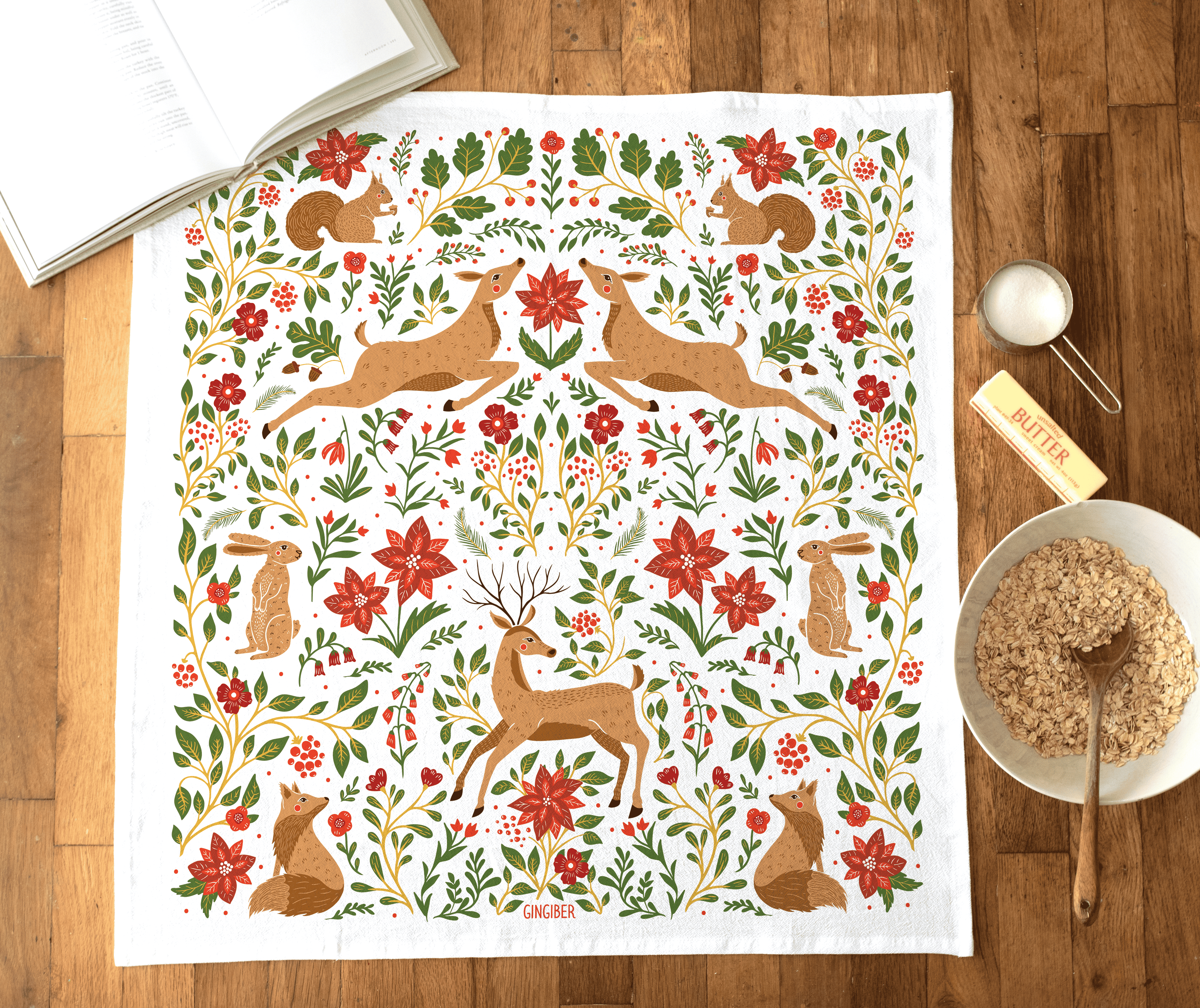 Winter Forest Tea Towel – Woodland Holiday