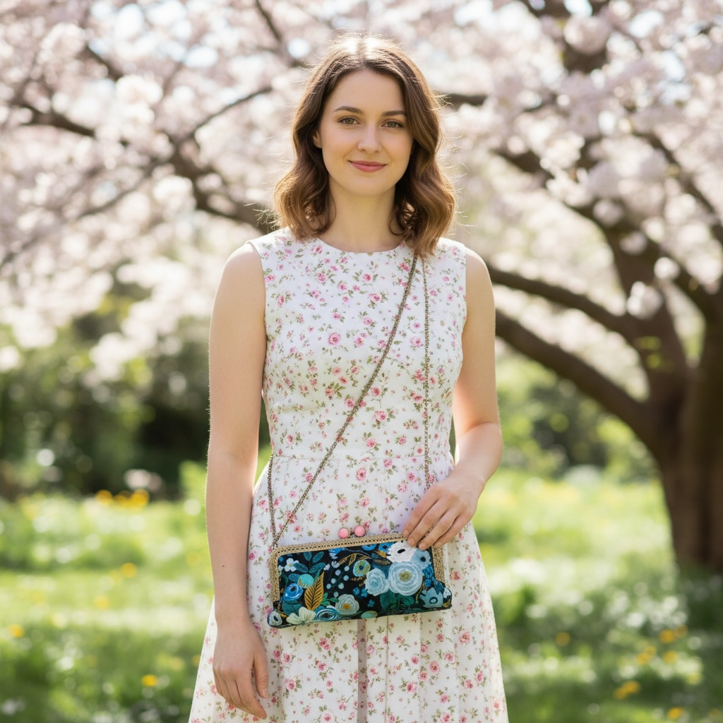 Kiki & Syds Cell Phone Clutch-Garden Party Blue