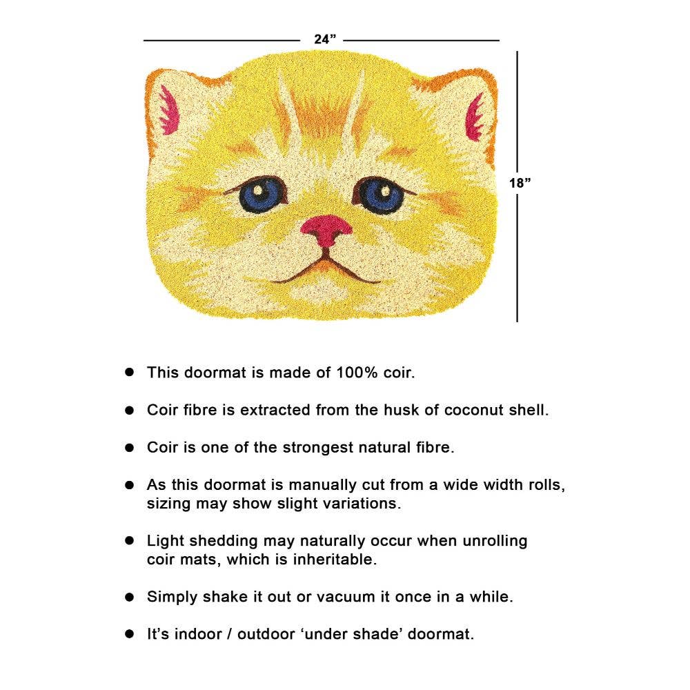 RugSmith Multi Tufted Yellow Cat face Doormat, 18" x 24"