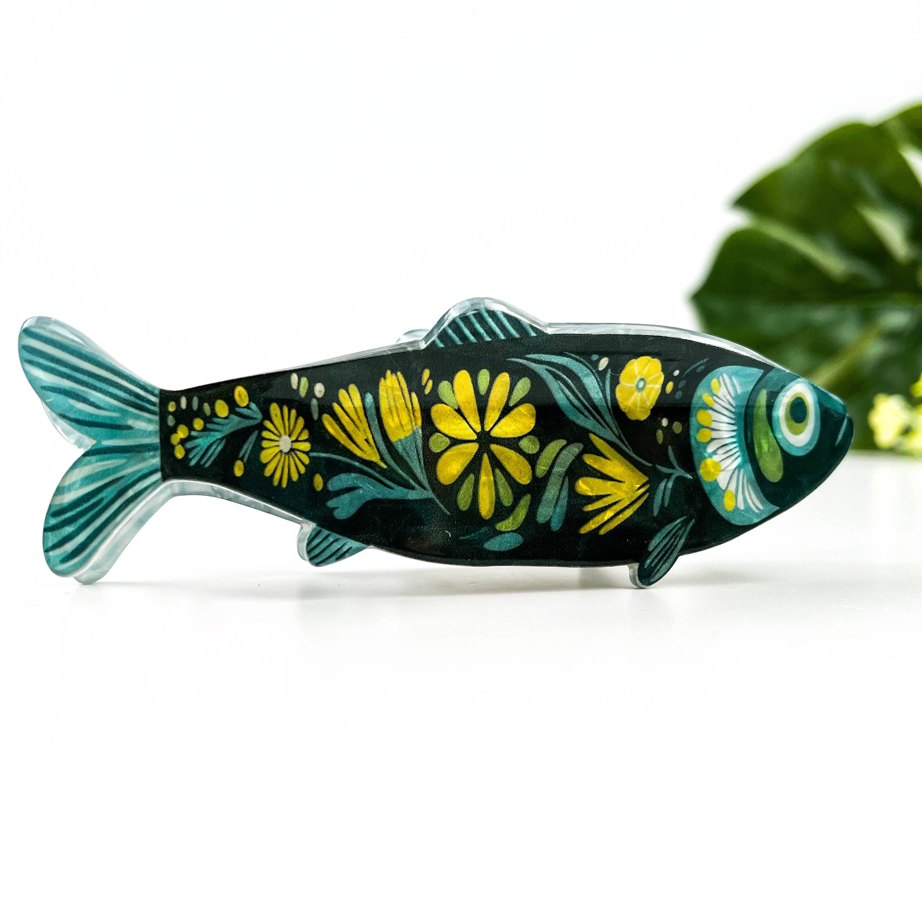 Green Sardine Hair Claw Clip