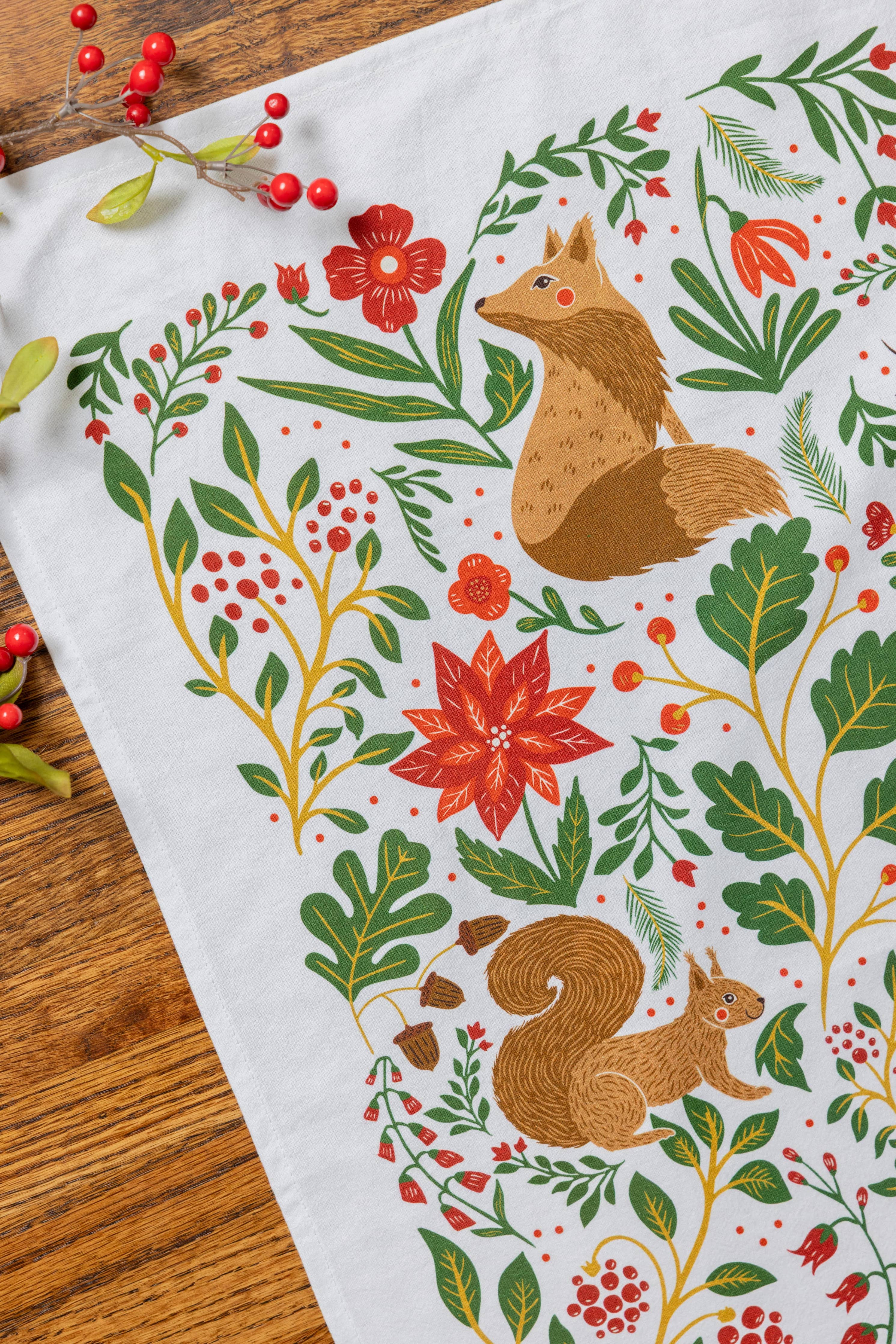 Winter Forest Tea Towel – Woodland Holiday