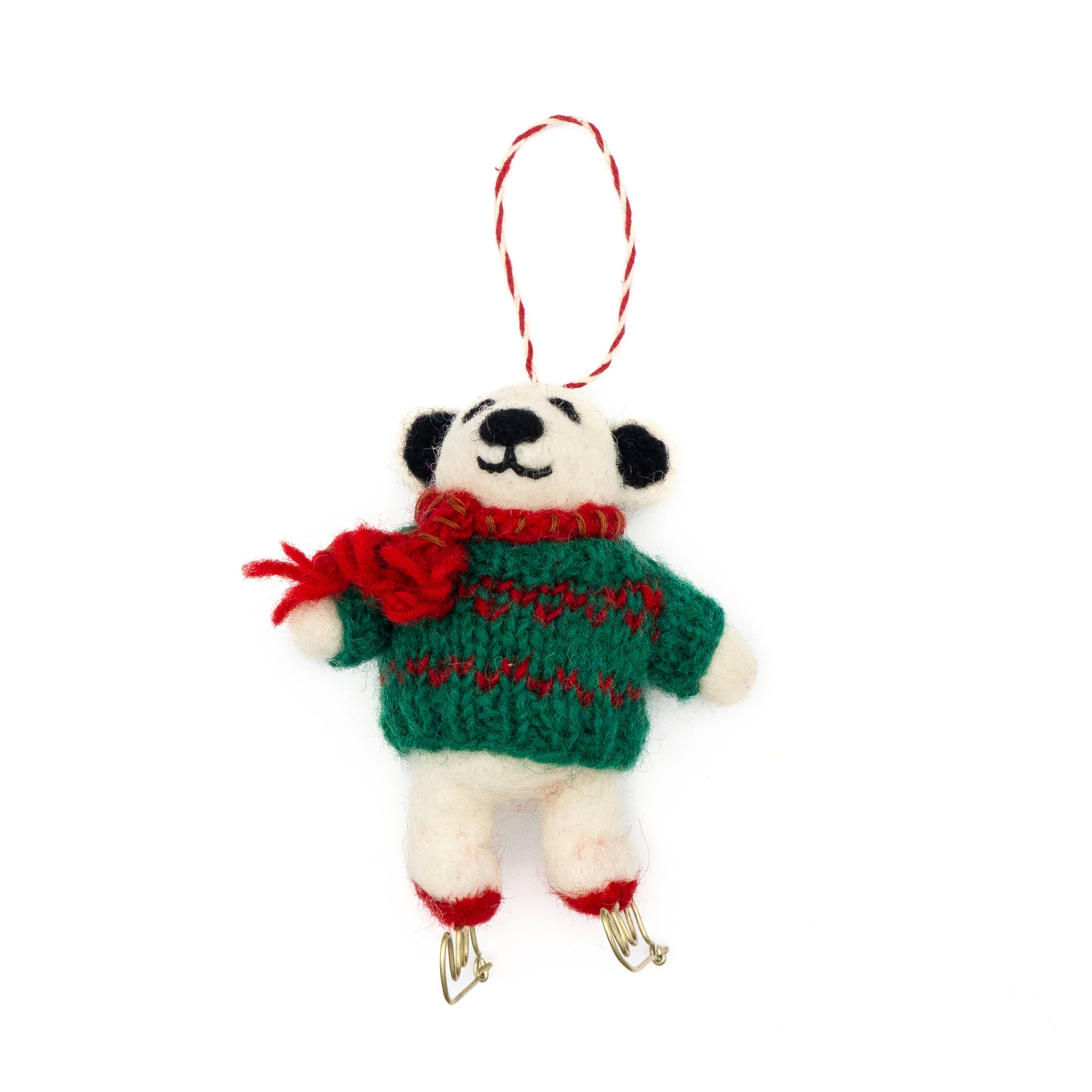 Skating Polar Bear Holiday Eco Wool Ornament