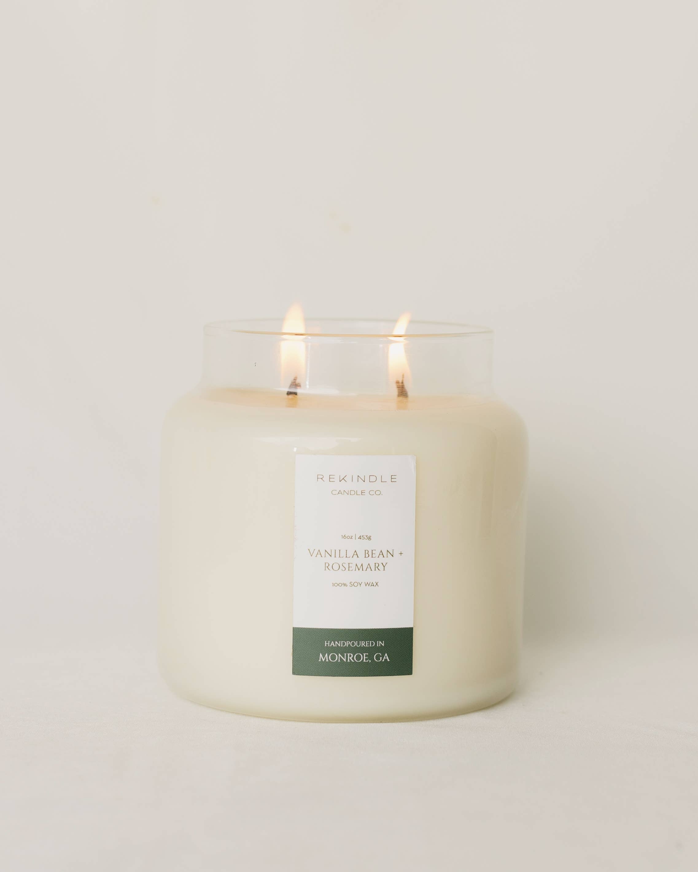 Vanilla Bean + Rosemary Cotton Wick Soy Candle