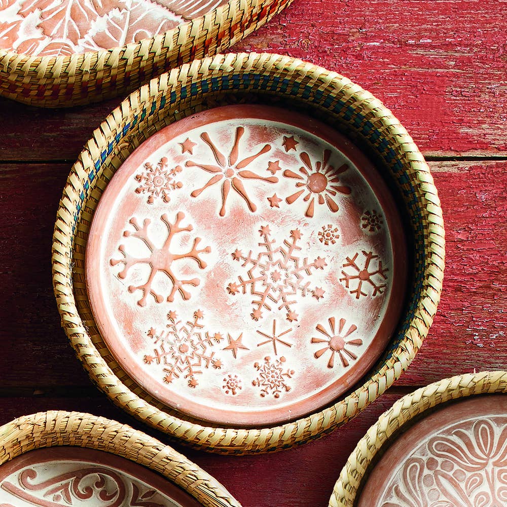 Snowflake Breadwarmer in Blue Detail Basket