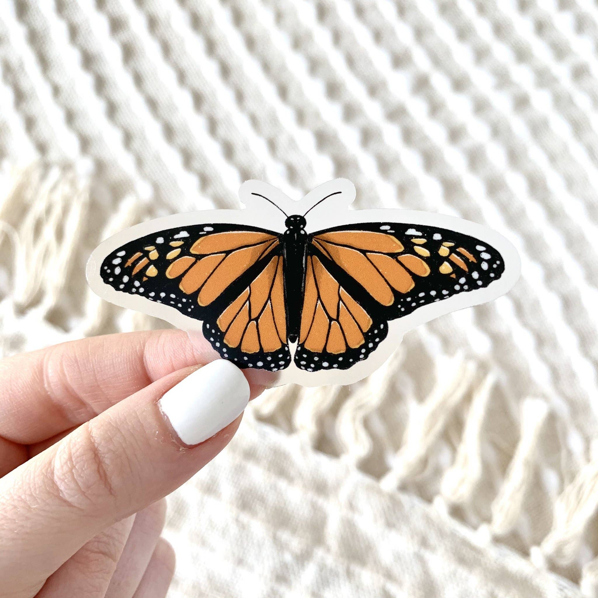 Clear Monarch Butterfly Sticker, 3x1.5 in.