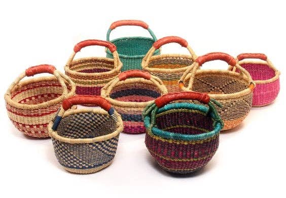 African Market Basket | Ghana Bolga Basket | (Colors Vary)