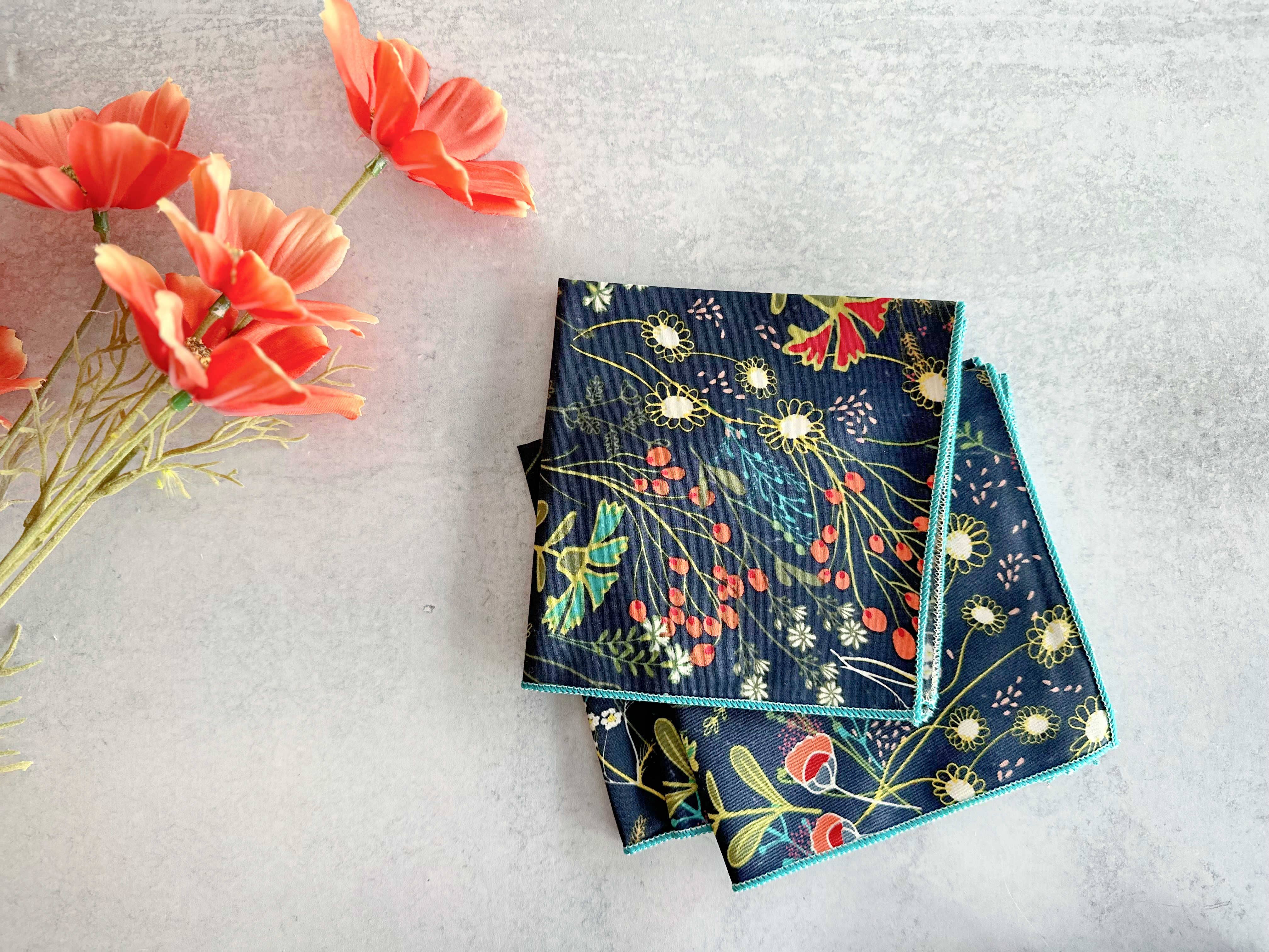 Pretty Peacock Cloth Napkins, set of four