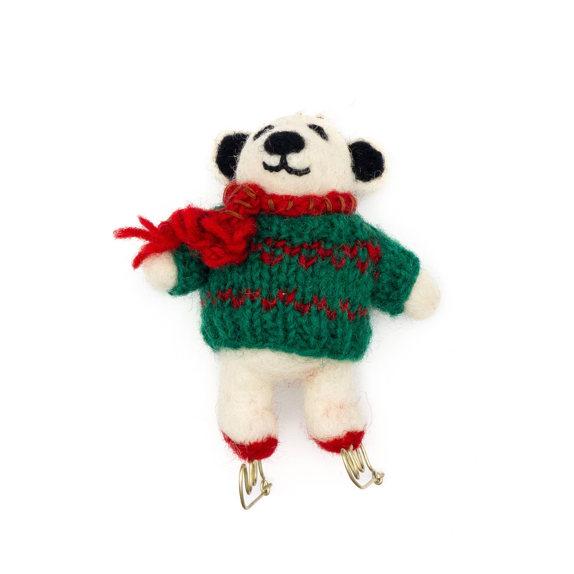 Skating Polar Bear Holiday Eco Wool Ornament