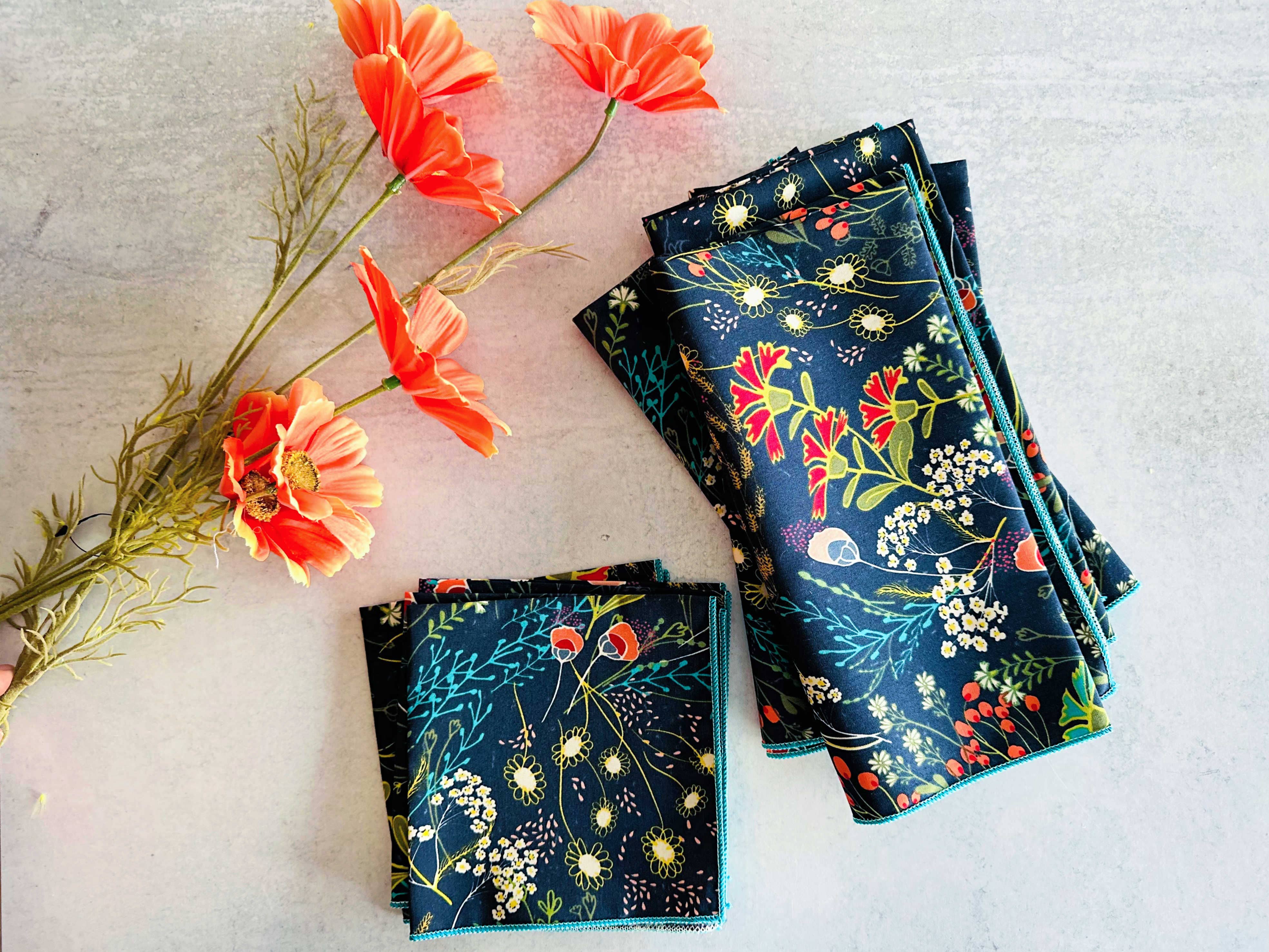 Pretty Peacock Cloth Napkins, set of four