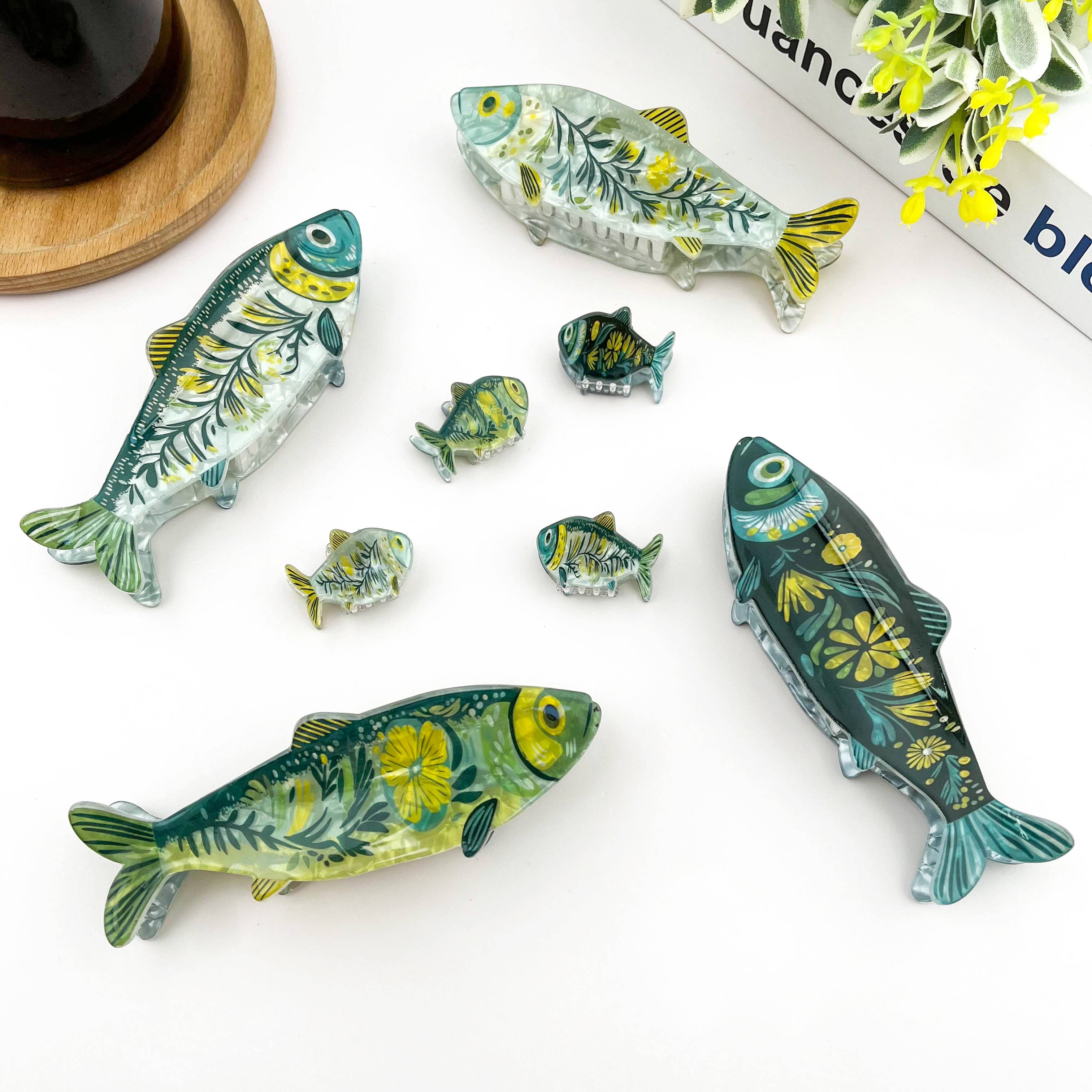 Green Sardine Hair Claw Clip