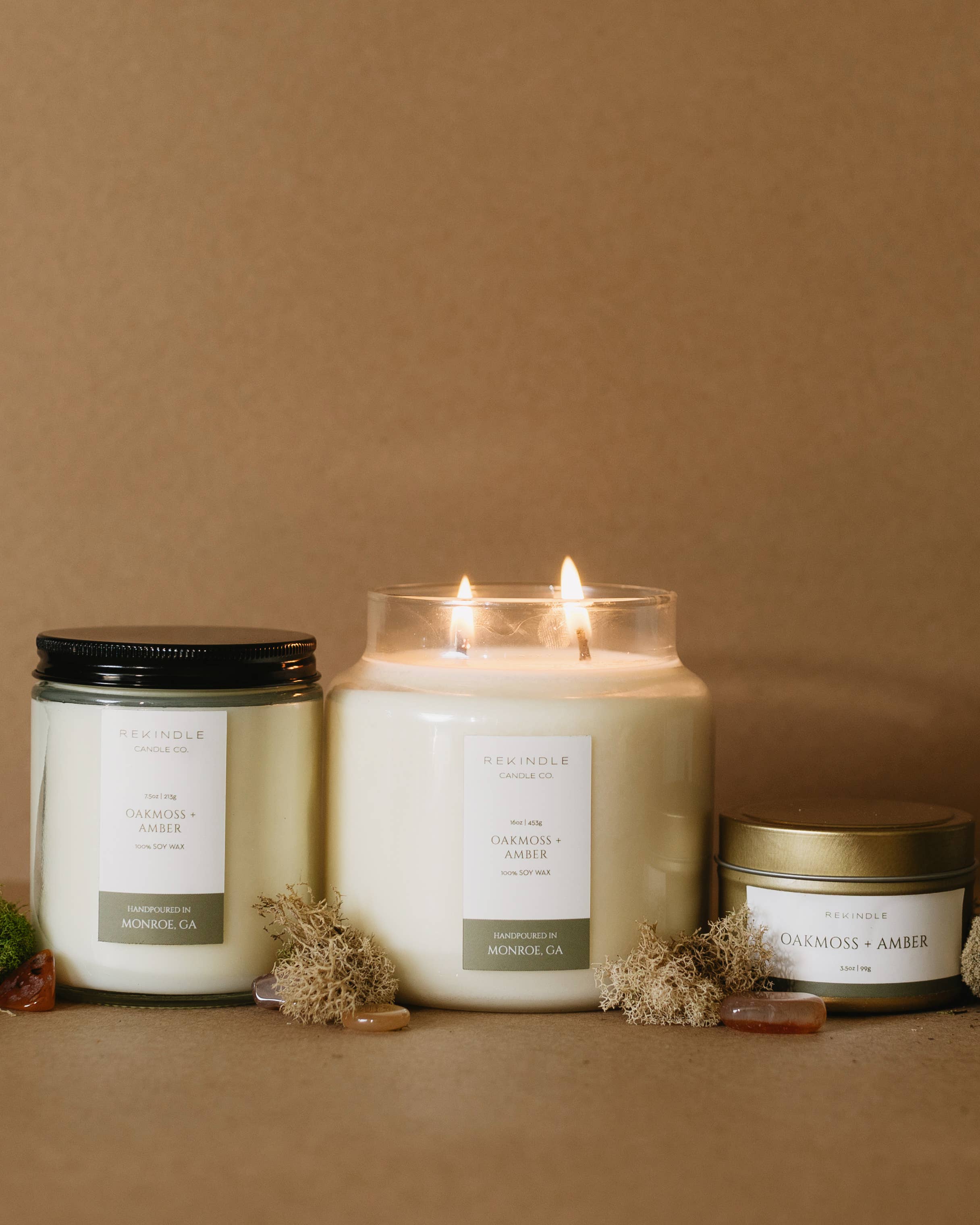 Oakmoss + Amber Cotton Wick Soy Candle