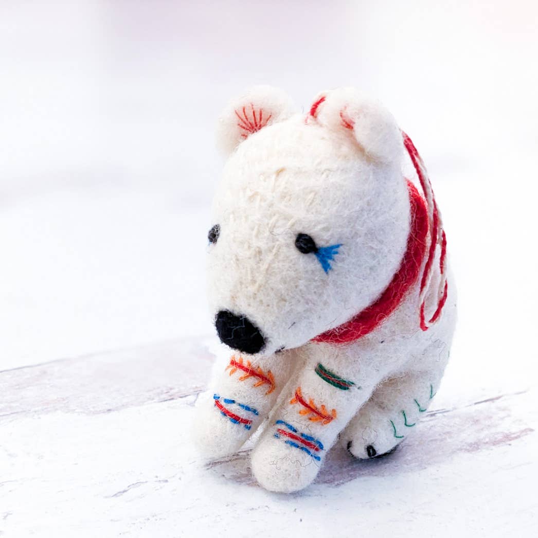 Nita The Polar Bear Holiday Eco Wool Ornament