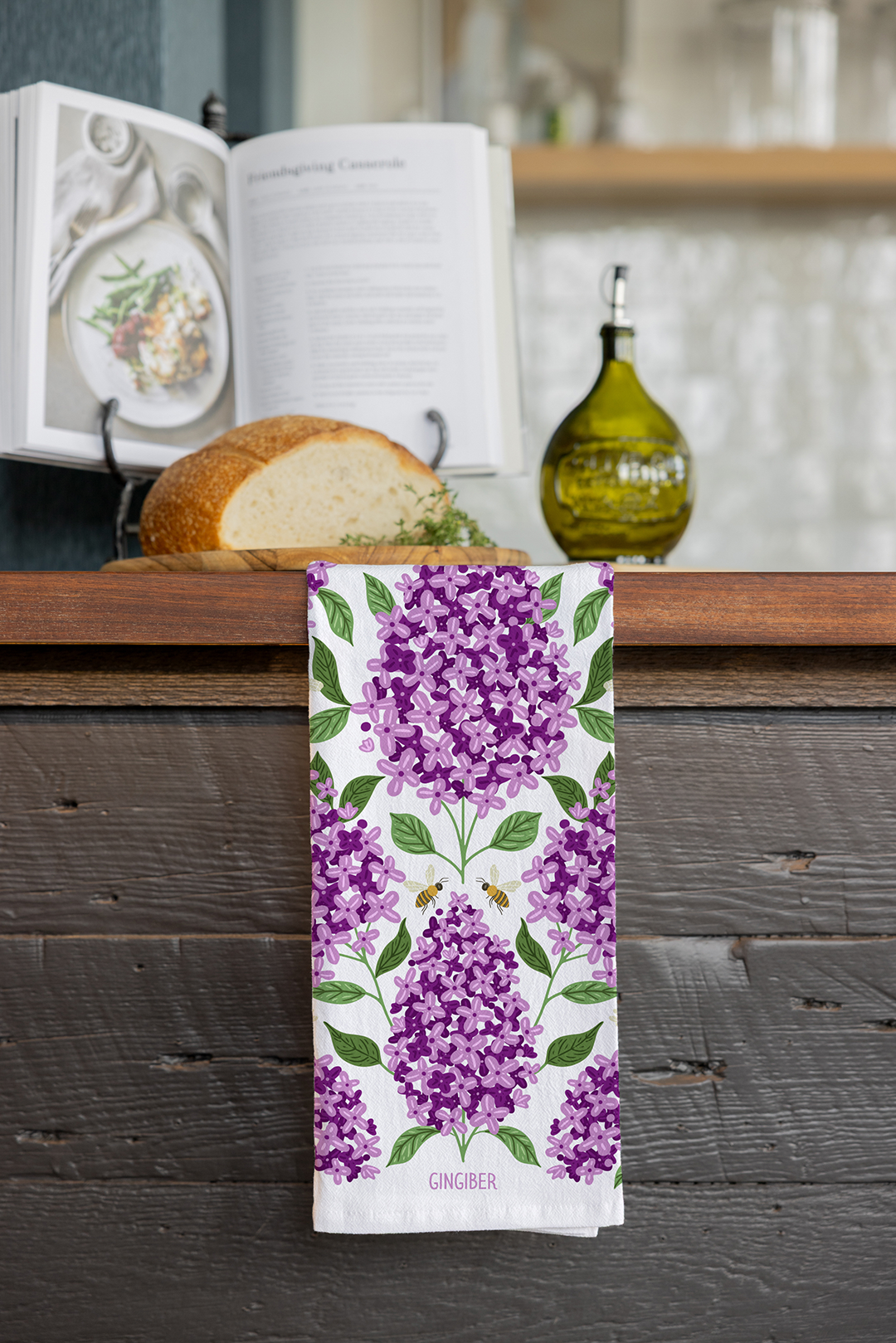 Purple Lilac Tea Towel - Bright Botanicals Kitchen Decor