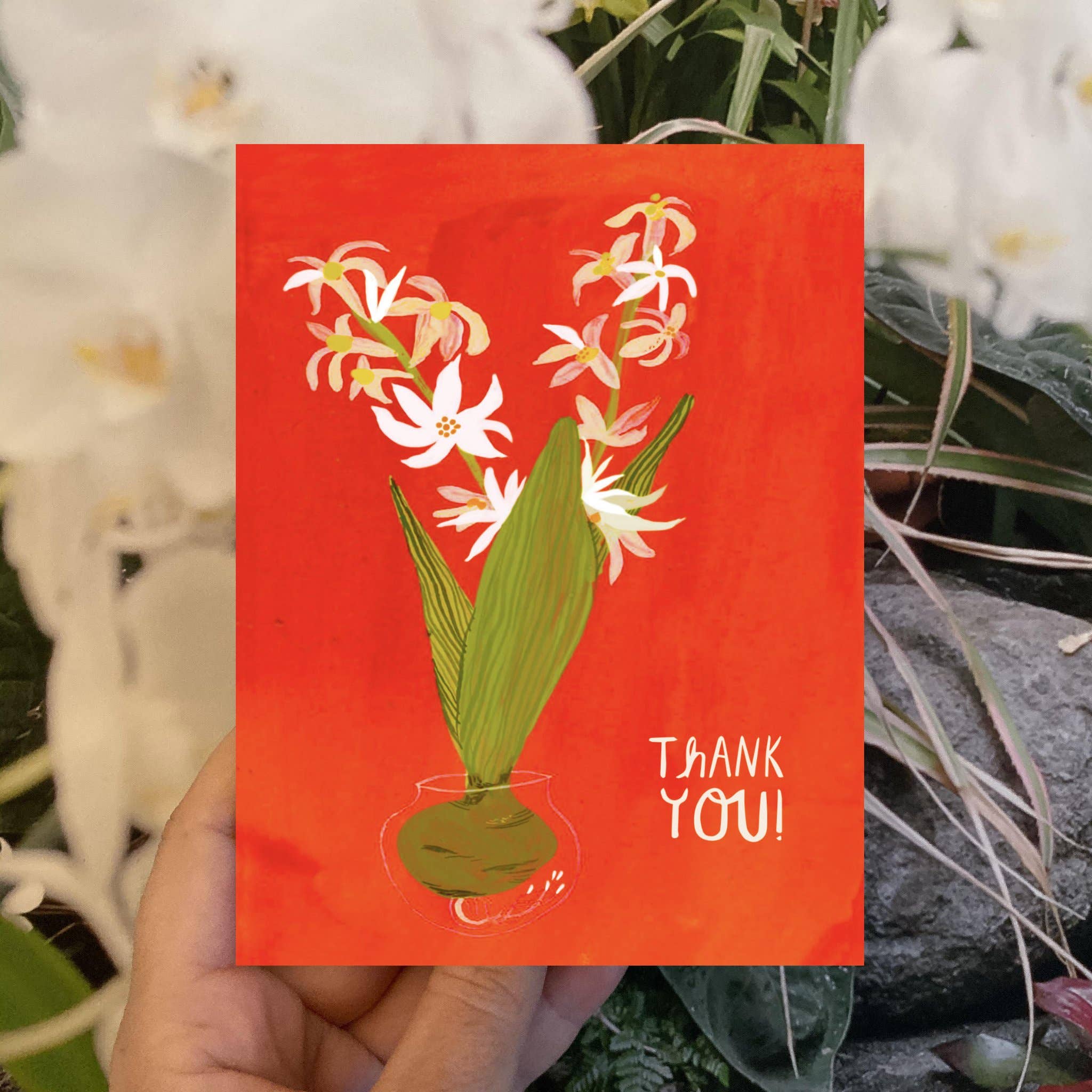 Thank You White Flower Greeting Card