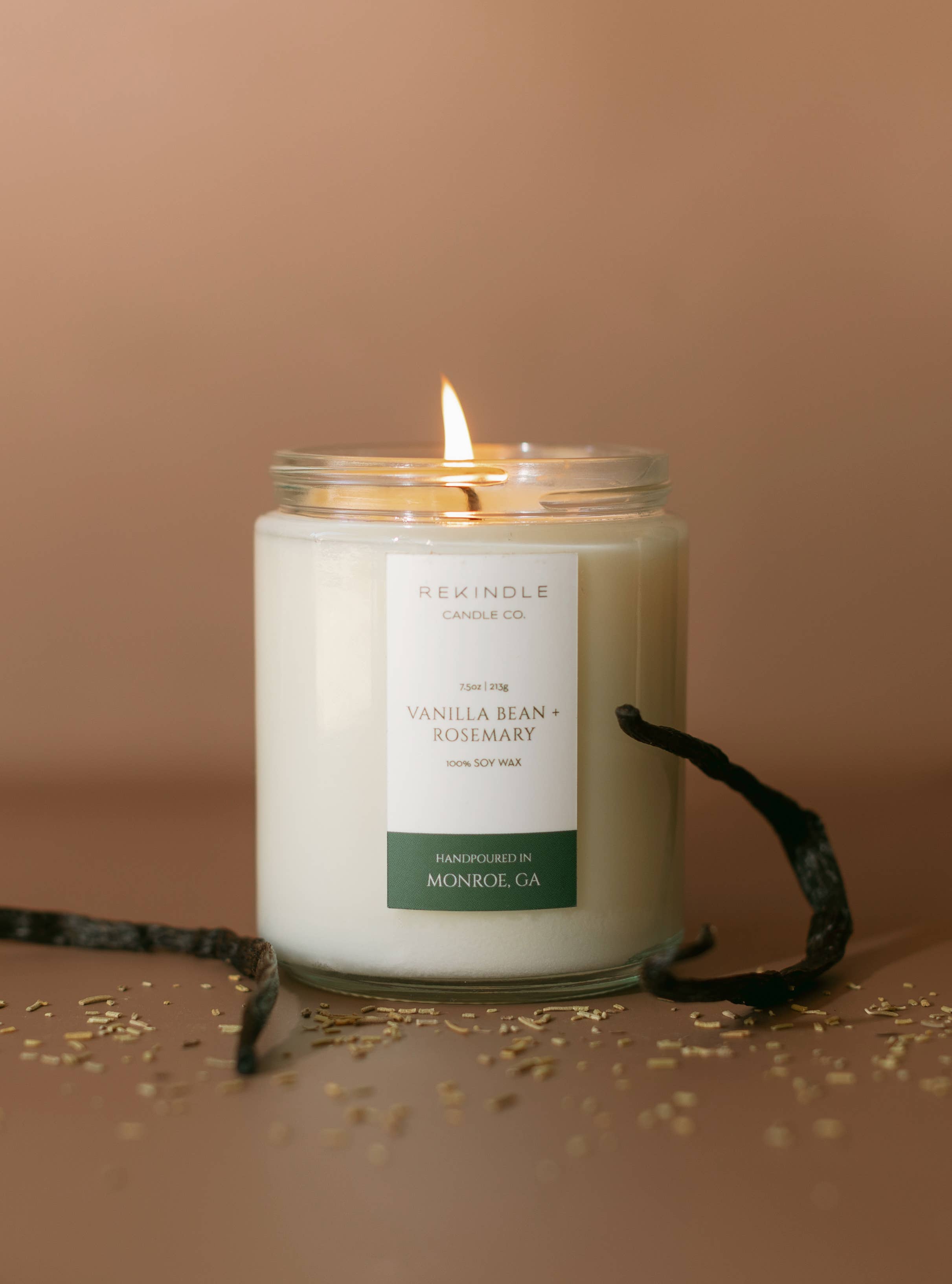 Vanilla Bean + Rosemary Cotton Wick Soy Candle