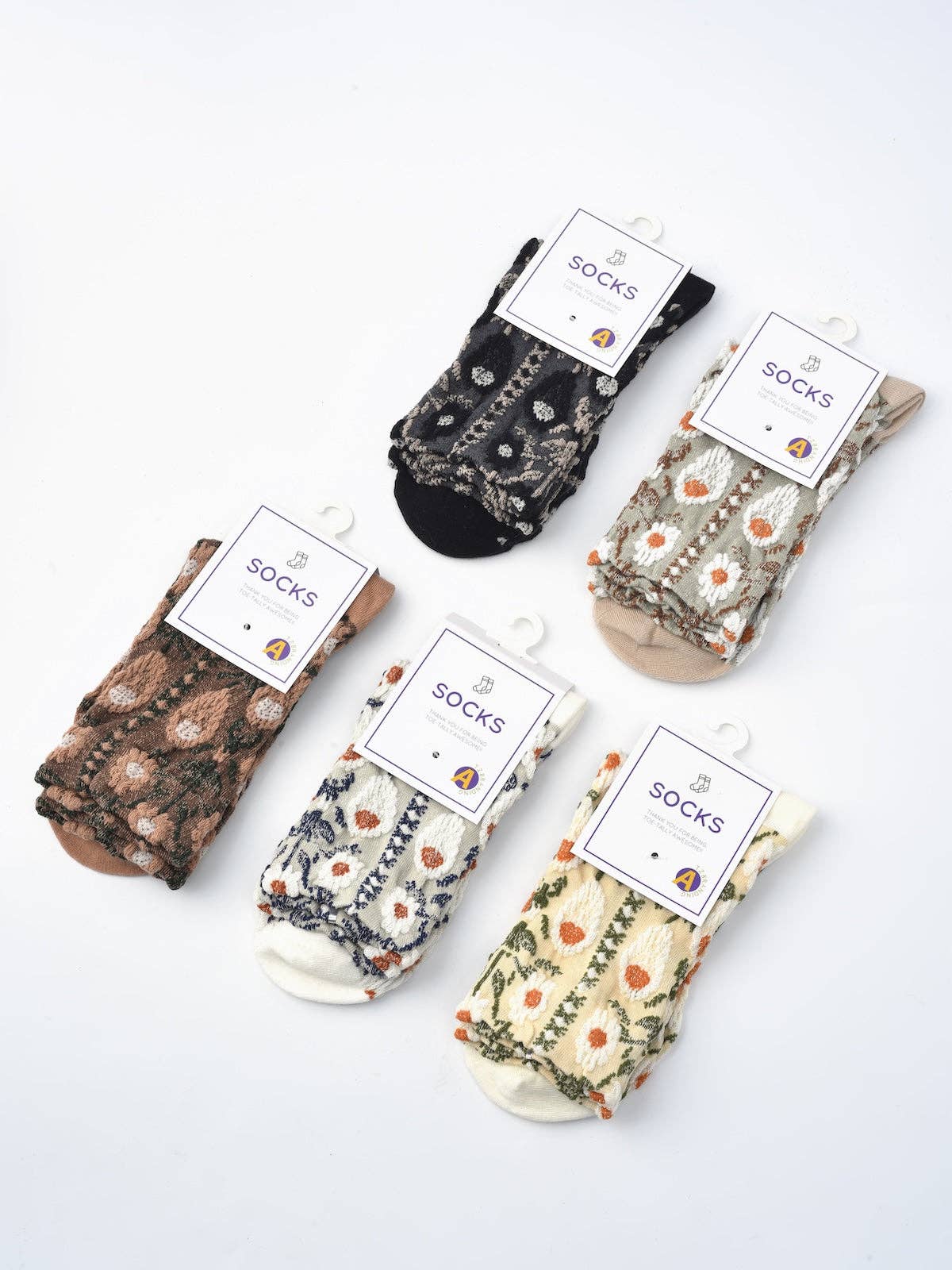 Rufia - Vintage Embossed Floral Socks
