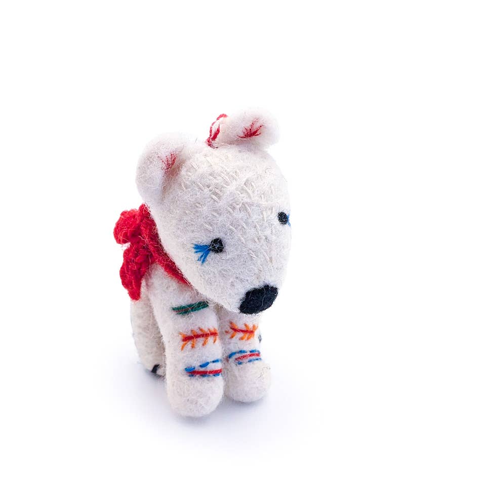 Nita The Polar Bear Holiday Eco Wool Ornament