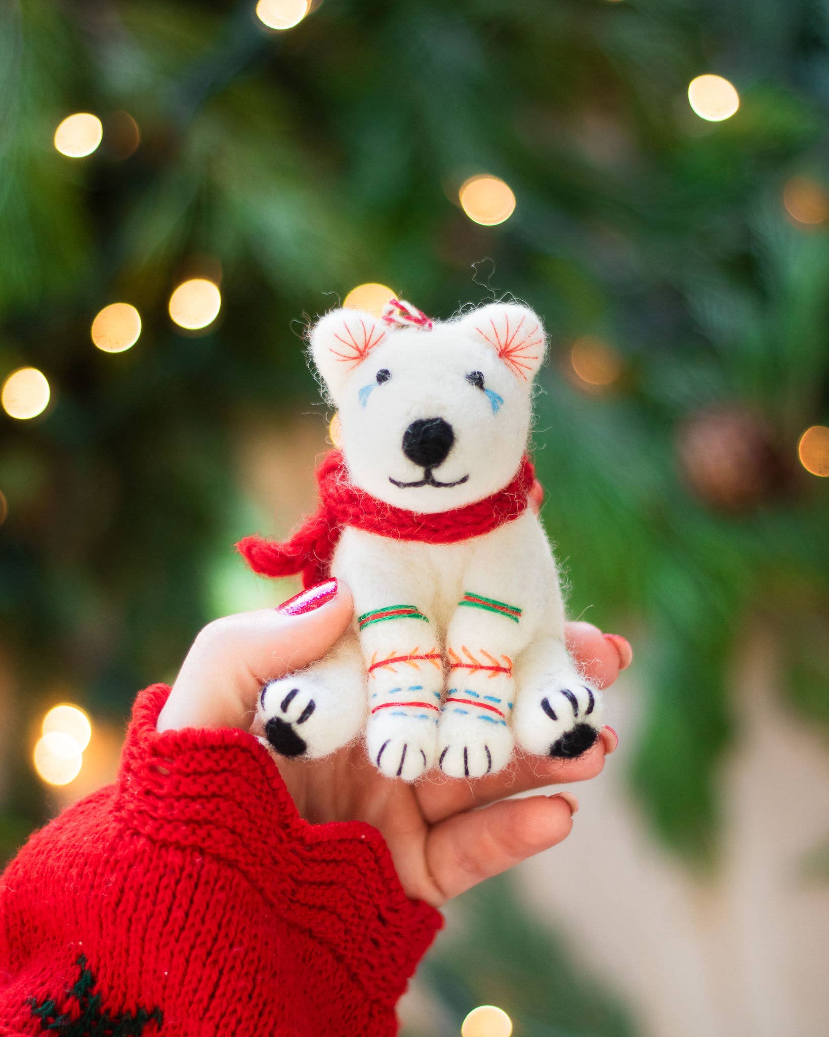 Nita The Polar Bear Holiday Eco Wool Ornament