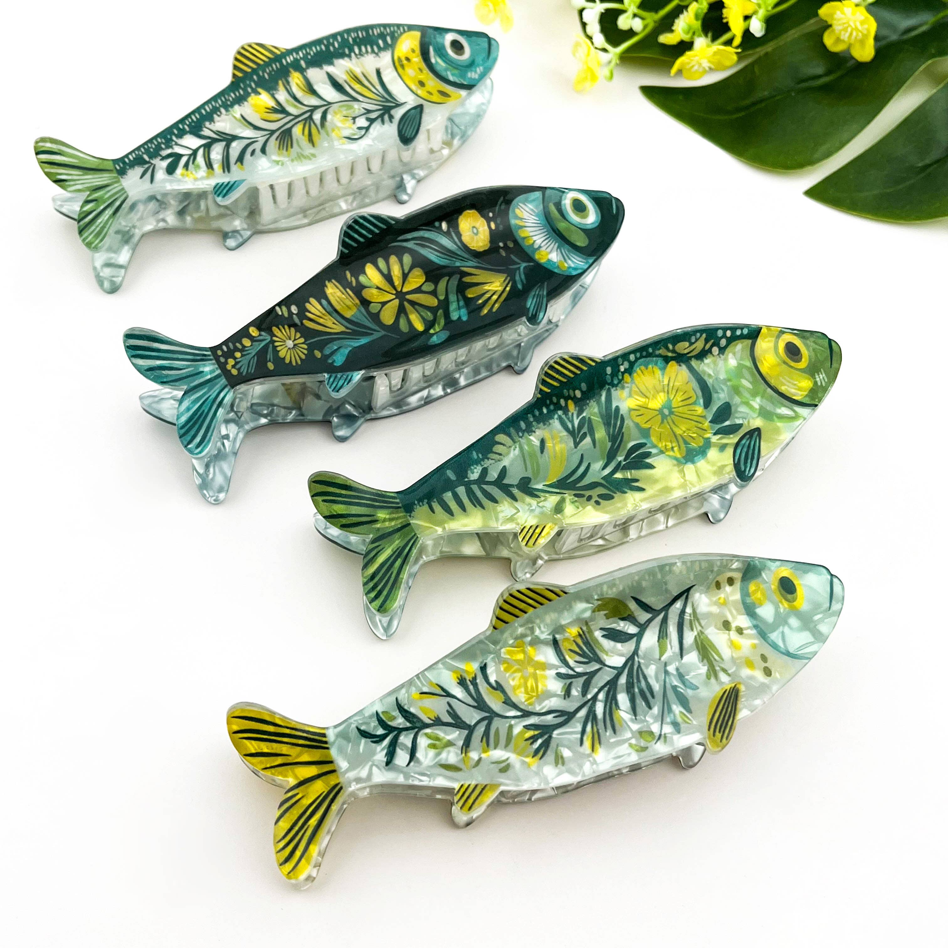 Green Sardine Hair Claw Clip
