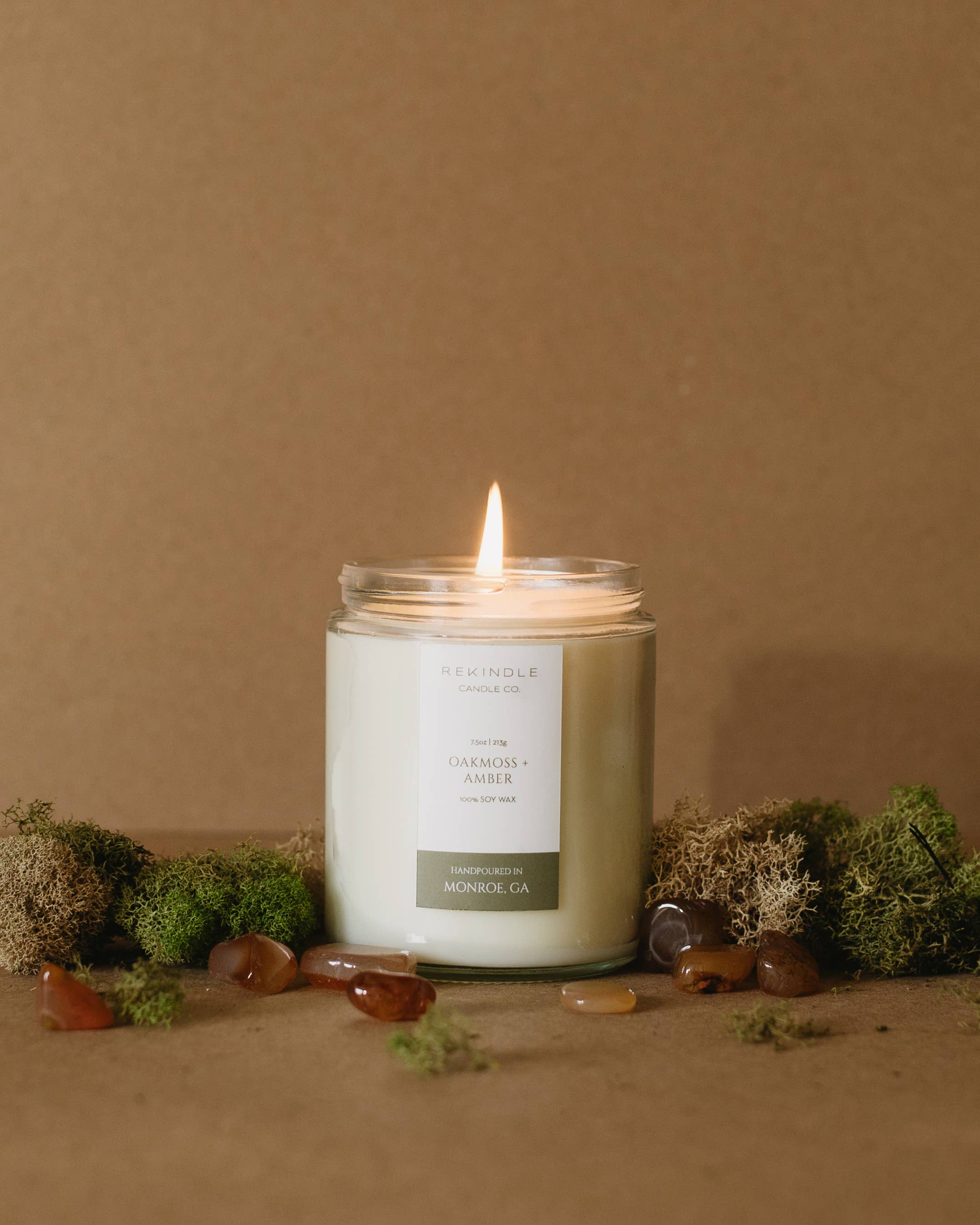 Oakmoss + Amber Cotton Wick Soy Candle