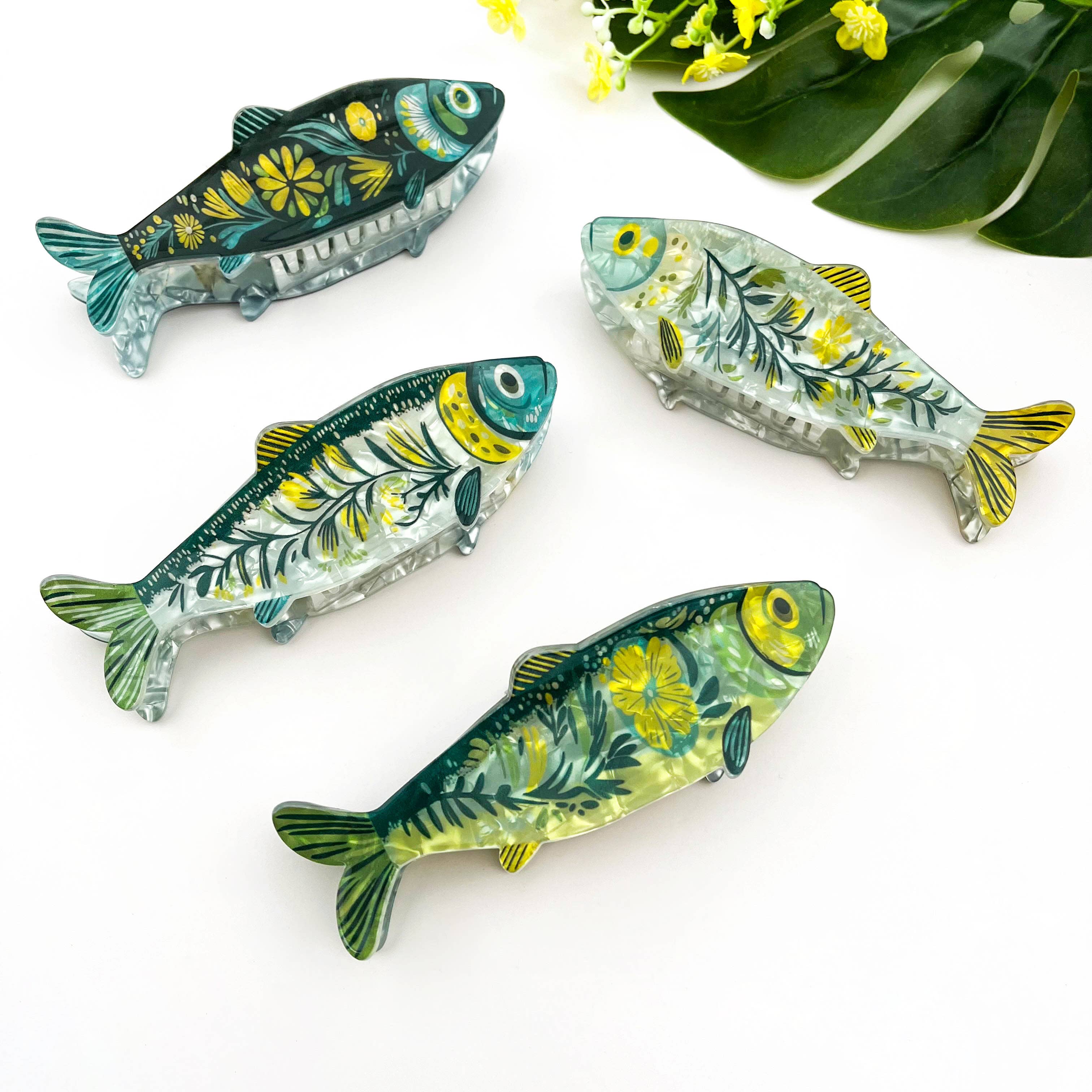 Green Sardine Hair Claw Clip