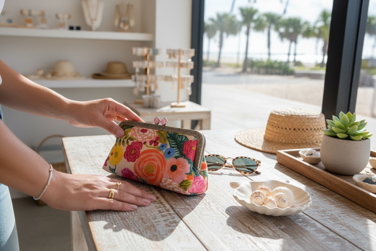 Kiki & Syds MIDI Clutch Purse - Joliet Rose Cream