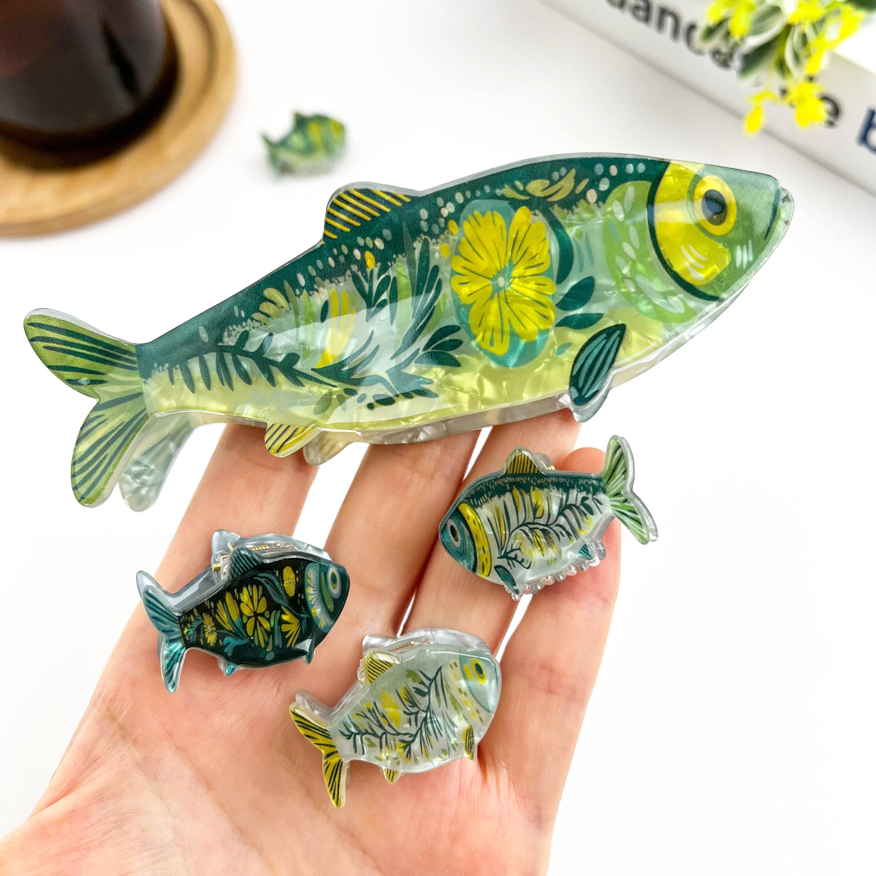 Green Sardine Hair Claw Clip