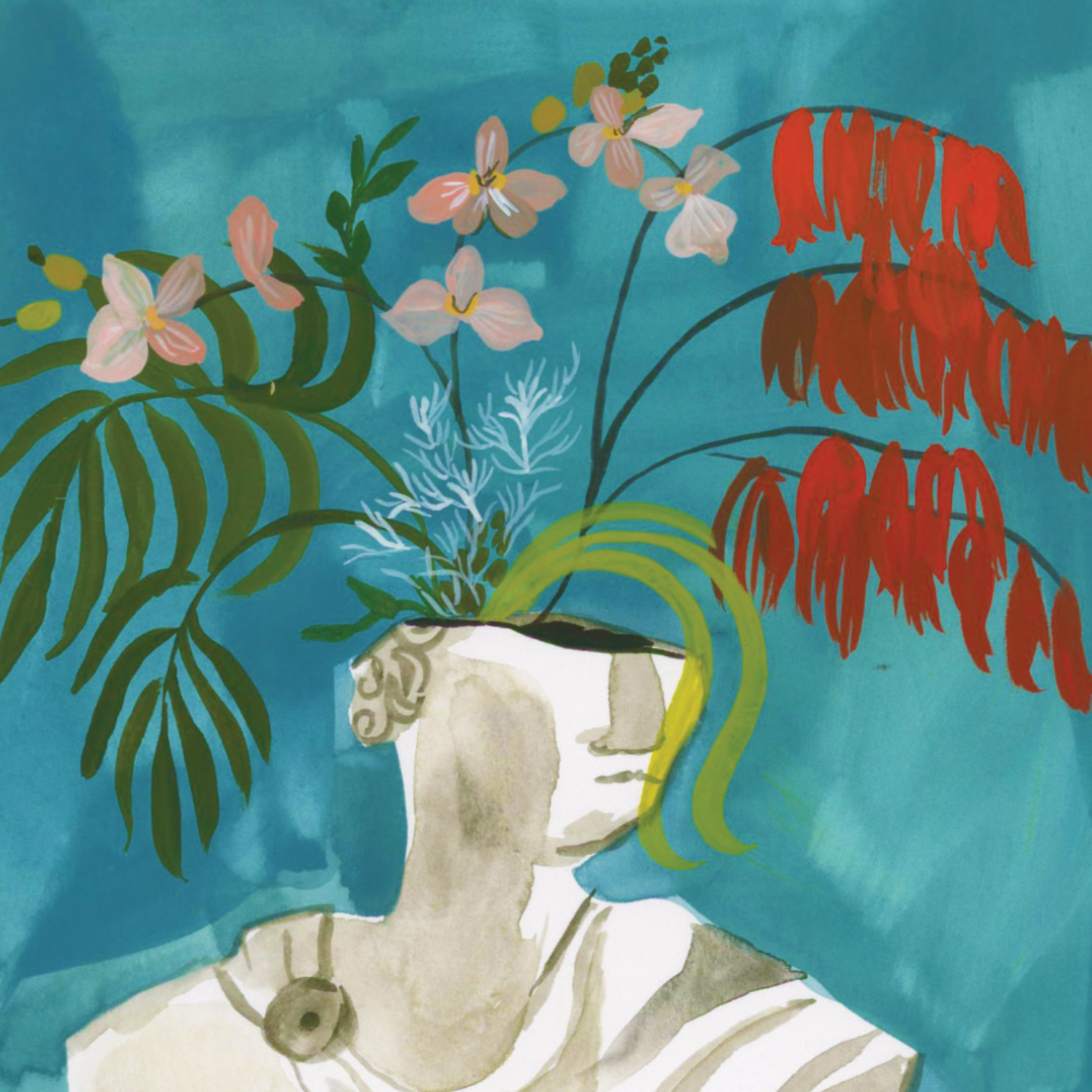 Flora Blue Greeting Card