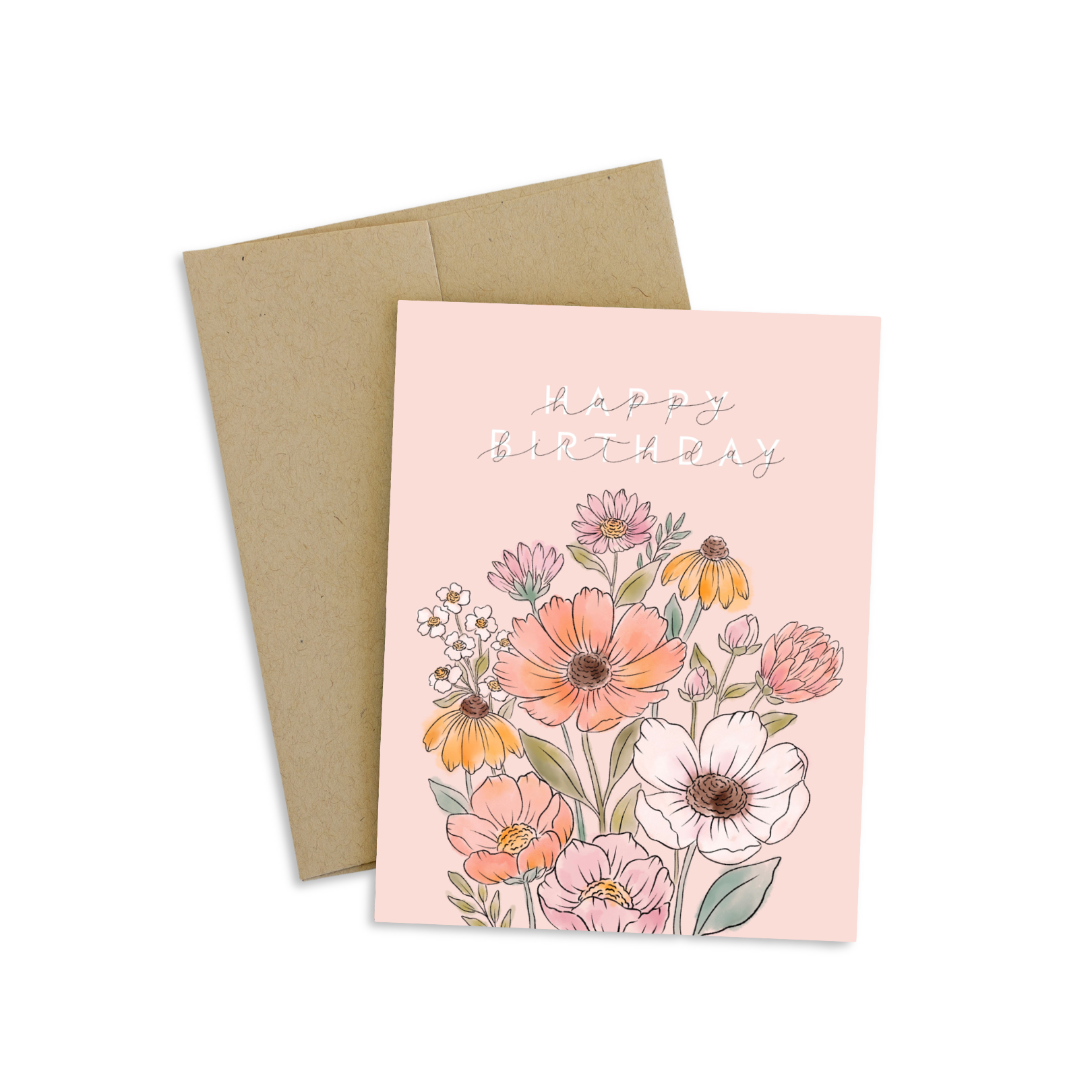 Wildflower Bunch Happy Birthday Greeting Card