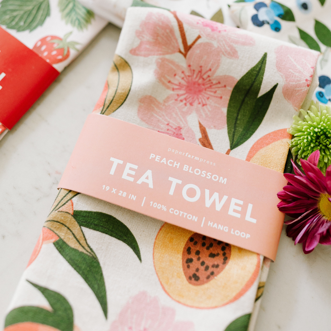 Peach Blossom Tea Towel