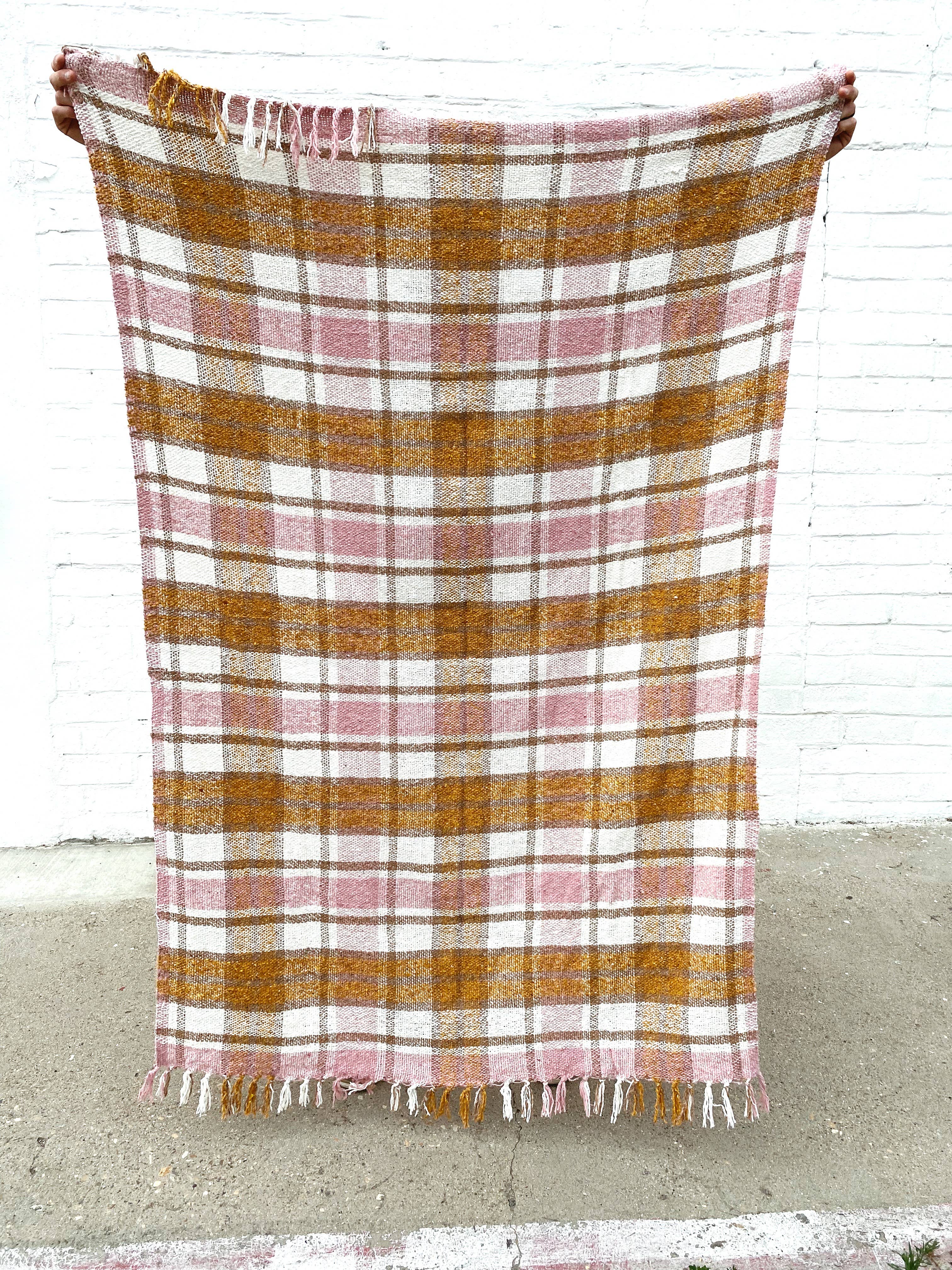 Brunch Plaid (Pink & Gold) - SUSTAINABLE RECYCLED THROW