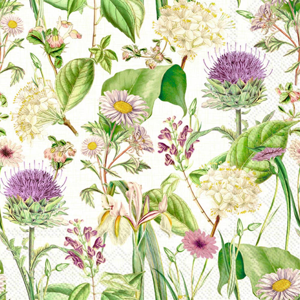 Paper Cocktail Napkins Pack of 20 Wildflower cream
