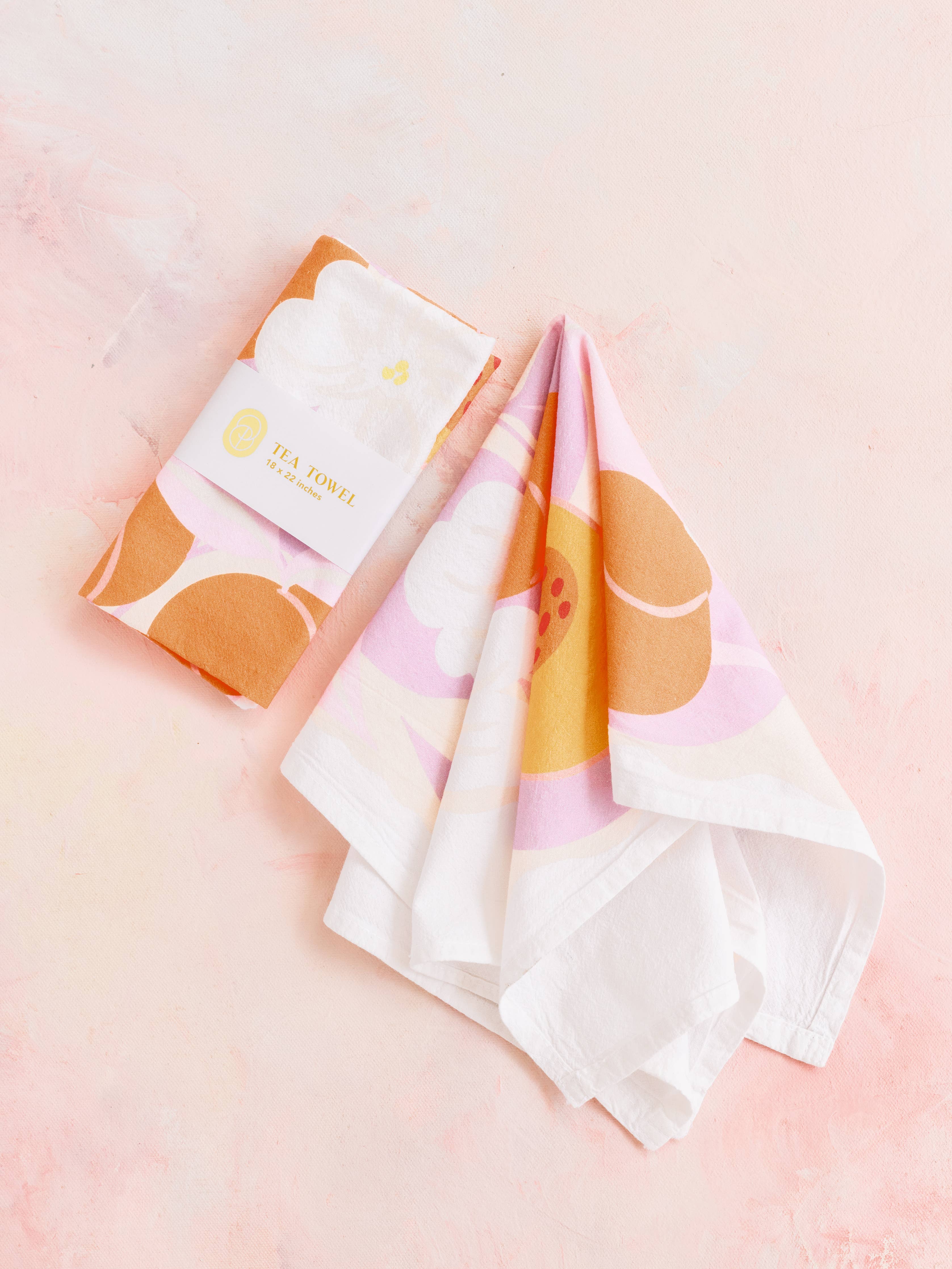Peachy Keen Pastel Fruit Tea Towel